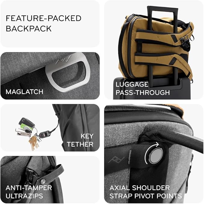 Peak Design Everyday Backpack 20L, Eclipse, MagLatch Top, Dual Side Access, FlexFold Dividers, Fits 15" Laptop, For Camera Carry, Daily Commutes or Travel, Versatile Backpack for Men and Women