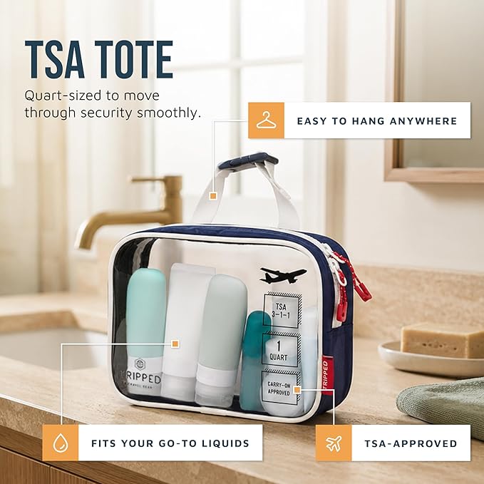 Toiletry Bag Kit Set: Hanging Travel Toiletry Bag + 311 TSA Cosmetic Liquid Bag + Ultralight Accessory Organizer Pouch