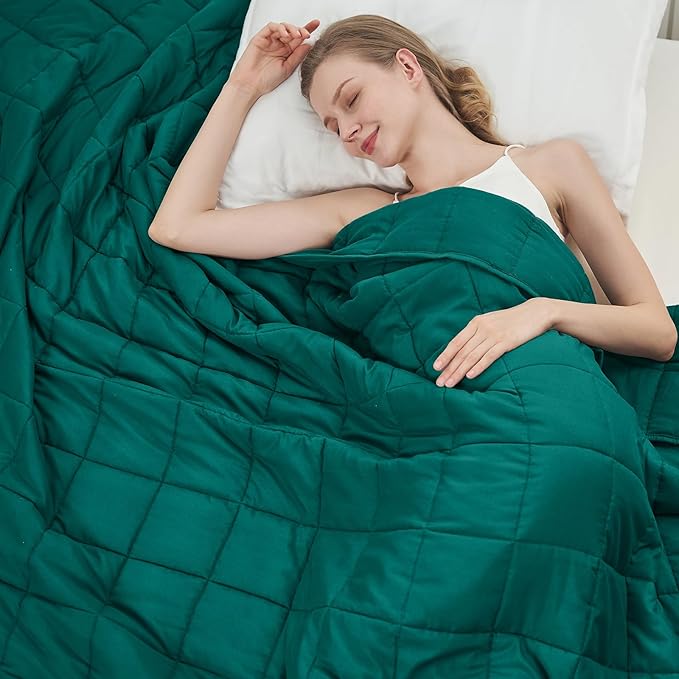 Green Weighted Blanket for Adults 12lbs, 60"x80", Queen Size Cooling Heavy Throw Blanket for 110-130lbs, Microfiber Soft Thick Big Blankets Weighted Comforter Breathable Gifts for Sleeping