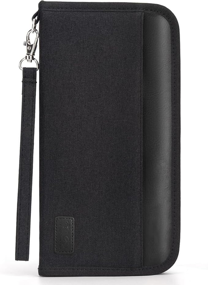 Boonbery Passport Holder Family, RFID Blocking Travel Passport Wallet for 4-6 Women Men, Waterproof Travel Document Organizer Credit Cards Case, Portable Passport Bag with Zipper Pocket (Black)