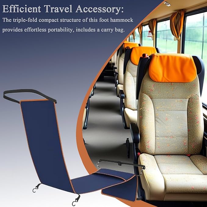 Airplane Foot Hammock Adults, Travel Relaxation Accessory, Sleeping Seat Extender Mat with Fabric, Comfort with Compact Design, Portable Foot Rest, Long Trip Travel Tool