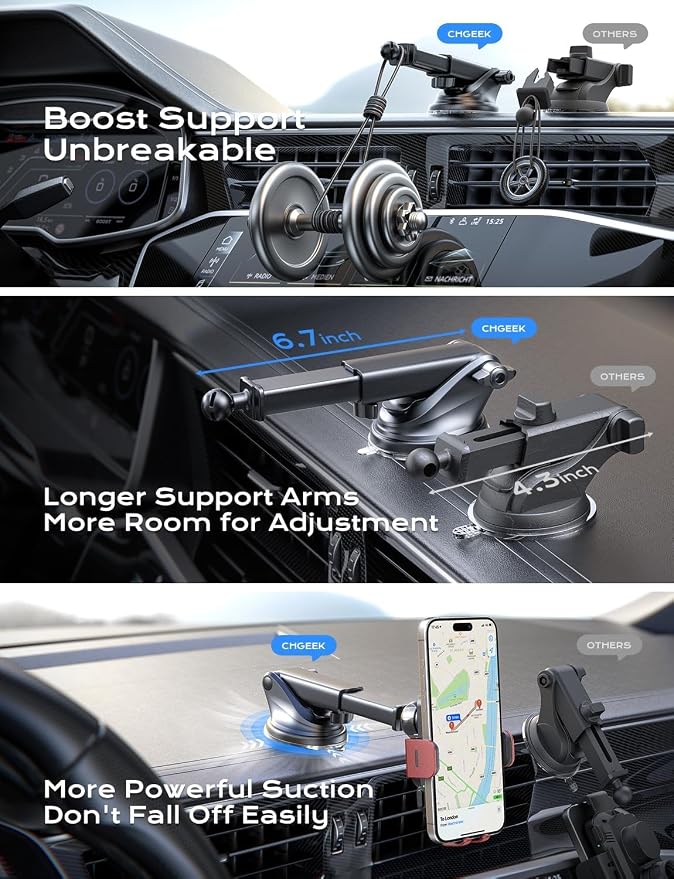 Wireless Car Charger, 15W Fast Charging Auto Clamping Car Charger Phone Mount Phone Holder fit for iPhone 15 14 13 12 11 Pro Max Xs, Samsung Galaxy S24 Ultra S23 S22 S21, S20, S10+, Red