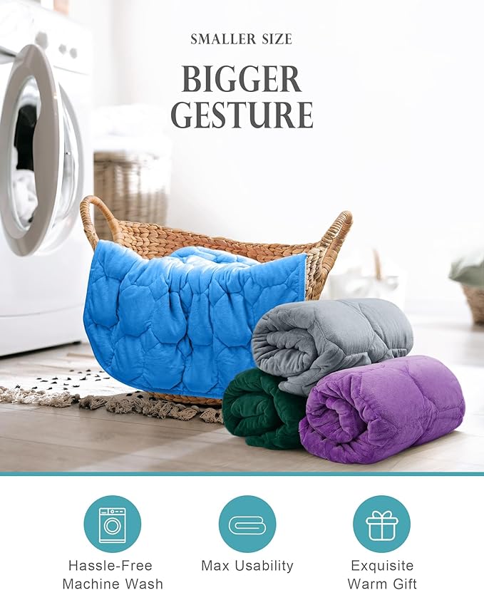 Cottonblue Weighted Lap Blanket Pad 5 lbs 29" x 33", Cozy Luxury Crystal Velvet Weighted Blanket for Adults Teens, Small Weighted Blanket Throw All Season for Travel Relaxation Sleeping, Purple