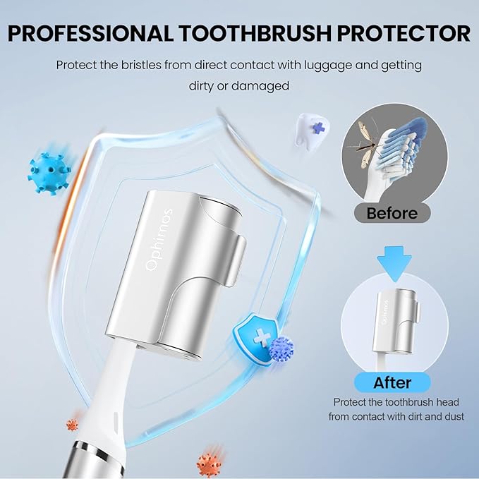 Aluminum Alloy Toothbrush Head Cover/Cap/Protector Case,Travel Toothbrush Covers Long-lasting Toothbrush Head Caps for Most Electric/Manual Brushes (Silver+Black+Pink+Blue+Grey+Orange, 6 pack)