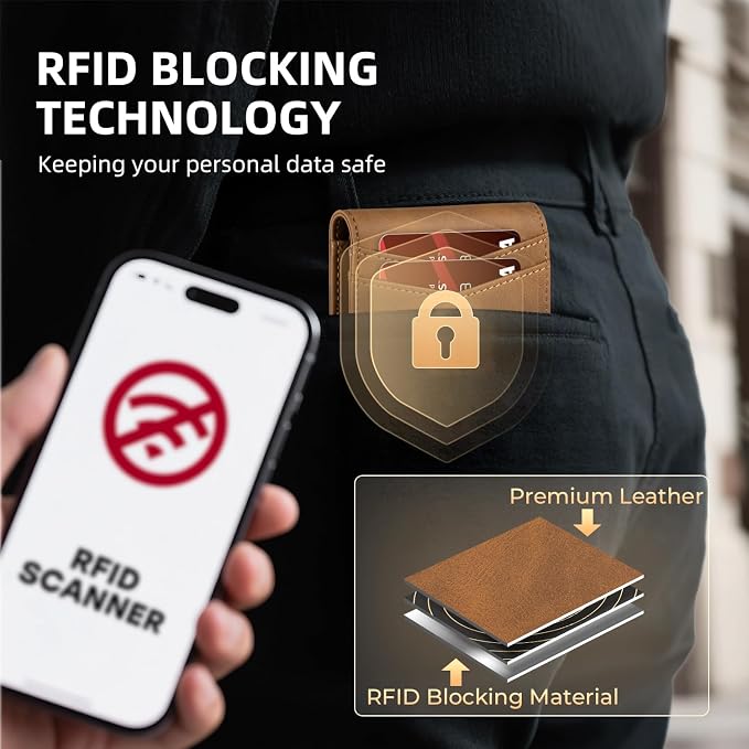 RUNBOX Wallet for Men -Slim Rfid Leather Mens Bifold Novelty Wallets 2 ID Window With Gift Box Men's Accessories | Slim