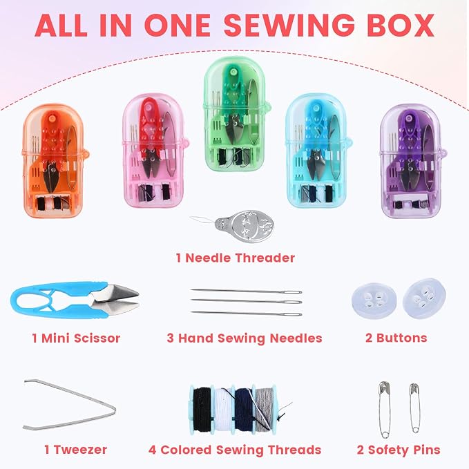 10pcs Travel Sewing Kit, Pocket Bulk Mini Sewing Kit Travel for Adults Emergency Sewing Kits Basic, Hand Portable Small Sewing Kits Travel Size Sewing Supplies and Accessories for Traveler Hotel