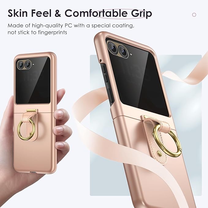 Maxdara for Motorola Razr 2026/2025/2024 Case [Not Fit Ultra or Plus], with Privacy Screen Protector & Ring Holder, Protective Cover for Moto Razr 2026/2025, Rose Gold (Privacy Screen)