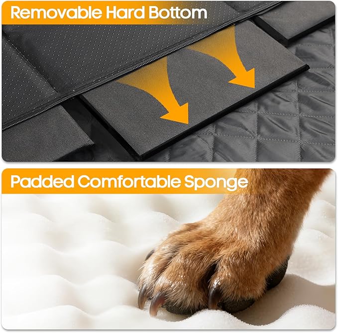 PETICON Large Dog Car Seat, Back Seat Extender for Dogs with 3 Mesh Windows, Waterproof Medium Carseat for Dogs with Hard Bottom, Pet Seat Cover for Cars, Trucks and SUVs