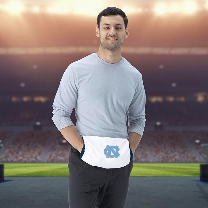 Northwest NCAA North Carolina Tar Heels Hand Warmer with Adjustable Waist Strap, Officially Licensed Cold Weather Hand Muff for College Sports, Outdoor Sports, Insulated Pocket, Polyester, 7 x 15 in