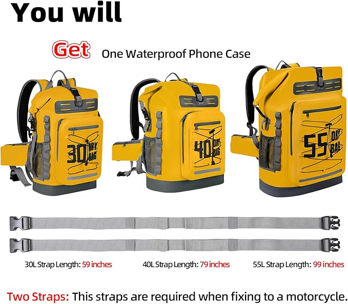 MORXPLOR Dry Bag Waterproof,5L/10L/20L/30L/40L/55L Roll Top Dry Bag Backpack with WaterProof Phone Case for Swim,Kayak