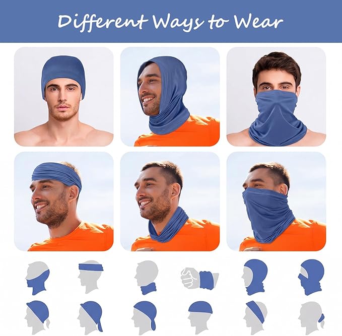 Geyoga 6 Pieces Summer UV Protection Cooling Neck Gaiter Face Clothing Neck Gaiter Mask Scarf Sunscreen Breathable Bandana
