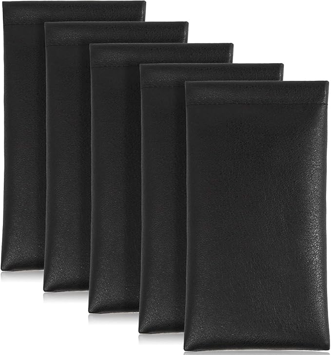 TRIUMPH VISION Squeeze Leather Sunglasses Pouch - 3 Pack Glasses Case Soft Eyeglass Sleeve Pouch Holder