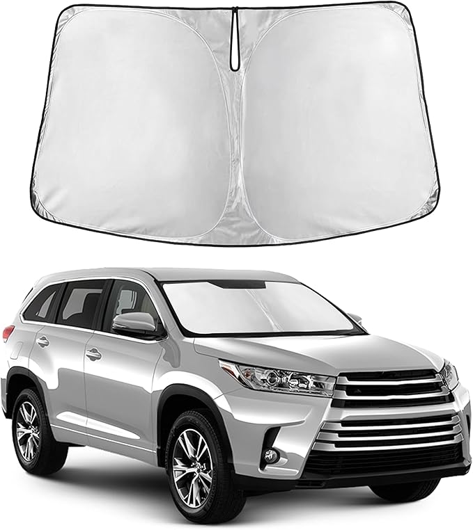 Autovir Windshield Sun Shade Fit for 2014-2017 2018 2019 Toyota Highlander Sunshade, Front Car Window Shades Sun Visor, Blocks UV Rays & Heat, Car Accessories