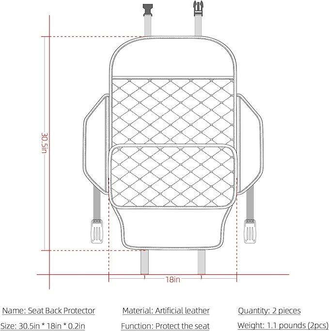 TAIKOO Seat Back Protector + Large Capacity Pocket Storage Organizer,Preventing the Impact of Children Stepping on the Seat Backrest (Orange)