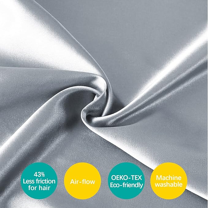 Satin 2 Pack Kids Toddler Pillowcase Fits for Children Toddler Pillows 13"x 18" or 14"x19", Envelope Travel Toddler Pillow Cover Case, Gray