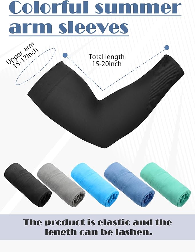 Boao 10 Pairs UV Arm Sleeve for Men Women Cooling Tattoo Cover up Compression Sun Protection Sleeves for Outdoor Activities
