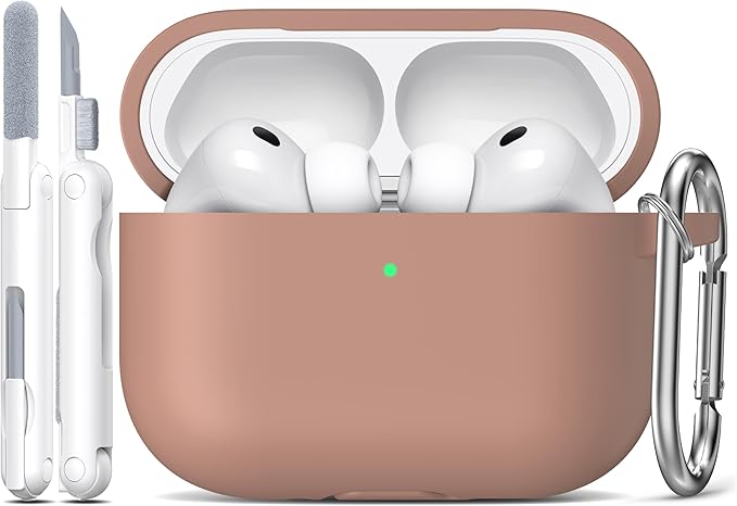 R-fun for AirPods Pro 3 Case (2025), Soft Silicone Protective Case Cover Compatible with Apple AirPods Pro 3rd Generation (USB-C Cable) for Women Men with Cleaning Kit and Keychain, Milk Tea