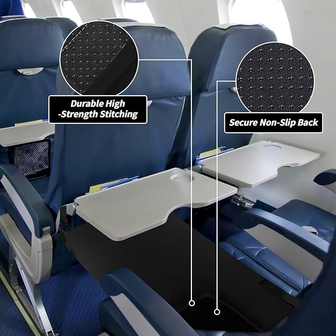 Toddler Airplane Bed, Portable Kids Airplane Seat Extender, Airplane Travel Essentials for Toddlers, Comfortable Footrest for Kids, Must-Have Toddler Travel Bed for Flights (Black)