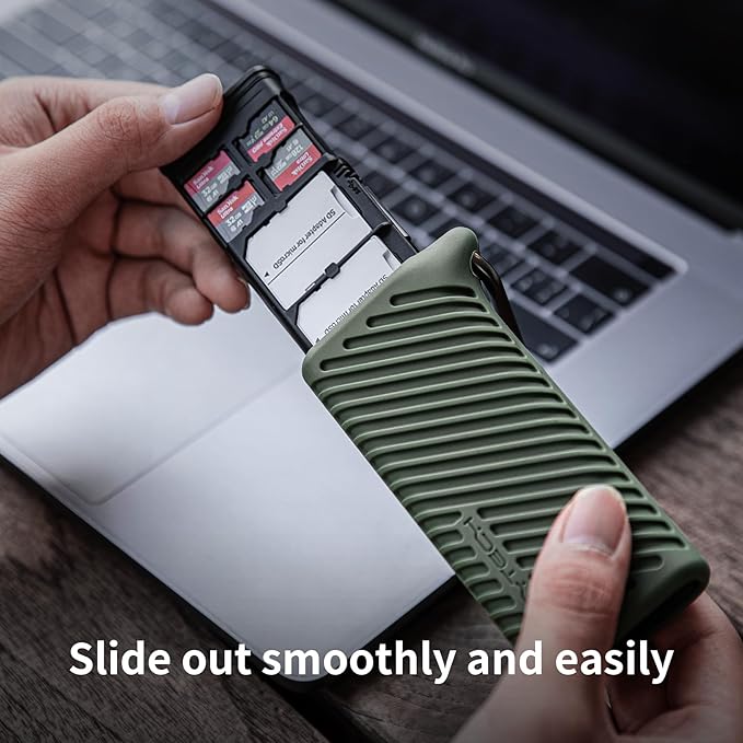 PGYTECH CreateMate High-Speed SD Card Reader USB 3.1 Type-C SD/TF/Nano Card Carrying Case, 2-in-1 SD 4.0 Card Reader Adapter for Cameras, Smartphones, Drones, Action Cameras(Green, for SD/Micro SD)