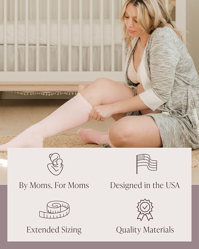 Kindred Bravely Compression Socks 2-Pack | Graduated Compression Socks for Circulation Pregnancy Travel (Black & White, Large)