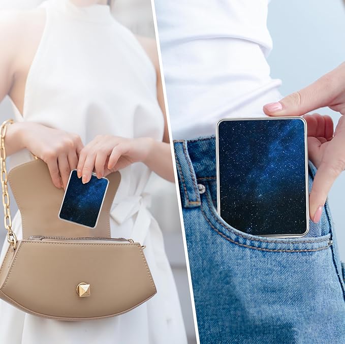Pocket Mirror, Small Travel Mirror with Magnification, Portable Double-Sided Magnifying Cosmetic Mirror for Daily (Star)