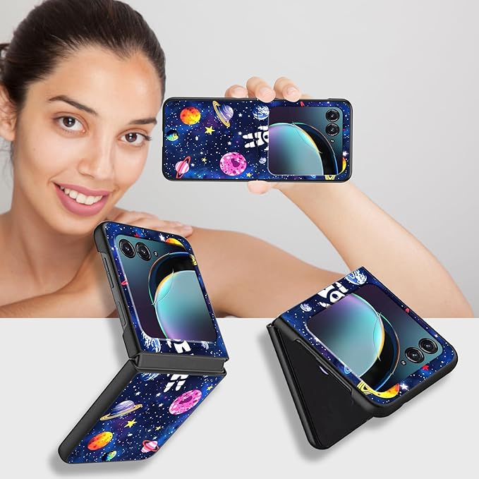 for Motorola Moto Razr Plus 2024 Case,for Moto Razr 50 Ultra Case Cute Slim Hard PC Thin Anti-Scratches Shockproof Protective Phone Cover for Motorola 50 Ultra,Astronaut Space Planet