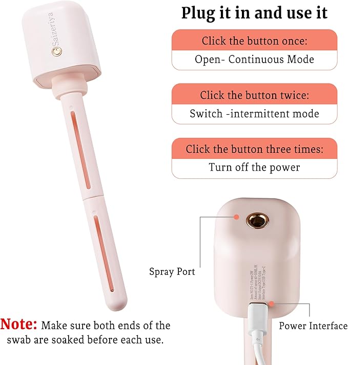 Mini Portable Humidifier for Travel, Pink USB Small Personal Humidifier Quiet Air Diffuser with Adjustable Length for Car Bedroom Office Use