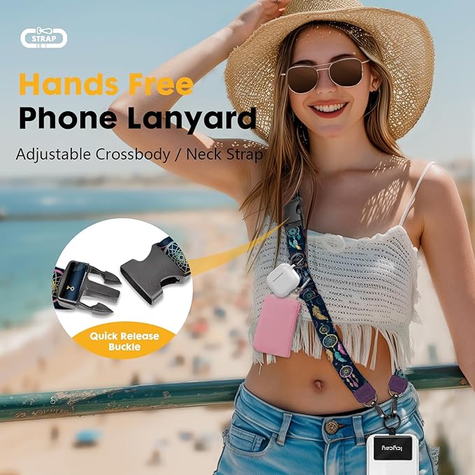 Icycay Phone Lanyard Crossbody, Dream Catcher Cell Phone Strap for Around The Neck Adjustable, Anti Theft Cute Lanyard for ID Holder Keys Accessories Travel Essential