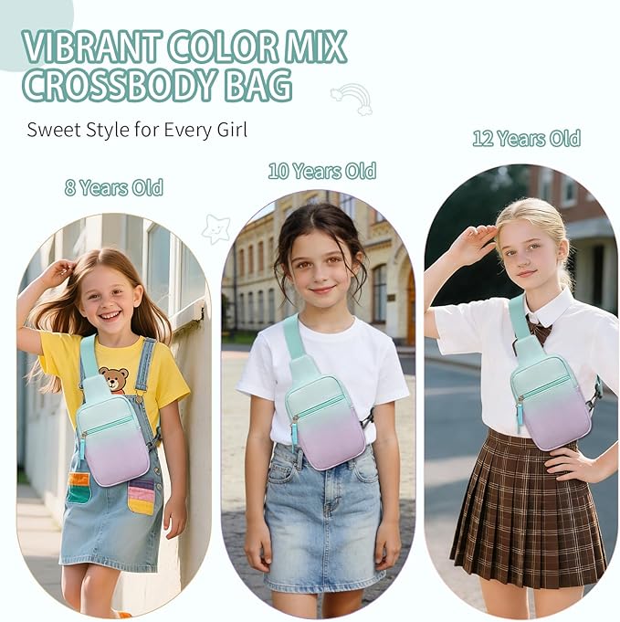 Birthday Gifts for 8 9 10 11 12 Year Old Teens Girls Kids, Fanny Pack Crossbody Bag Sling Belt Bags Purse, Dorm Travel Essentials for Girls Fashion, Preppy Tween Teen Girl Gift Trendy Stuff