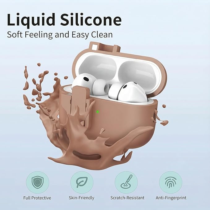 R-fun for AirPods Pro 3 Case with Cleaning Kit, Soft Liquid Silicone Rubber Protective Cover, Compatible with AirPods Pro 3rd Generation Case (2025), Compatible with MagSafe, Milk Tea