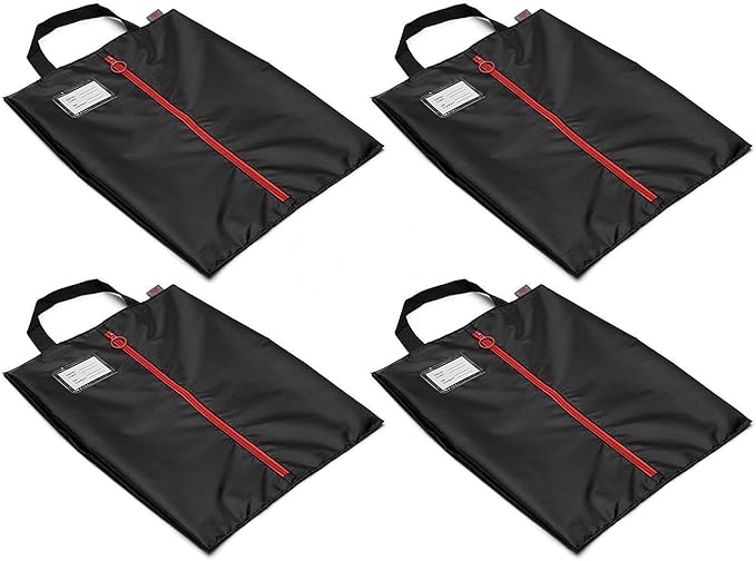 Travel Shoe Bags with Drawstring and Center Divider (Black) -Set of 4 Soft Nylon Shoe Tote BagsTravel Shoe (18" x 14") (4 Pack (16"x12"))