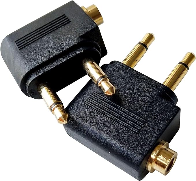 Posdou Dual 3.5mm Male to 3.5mm Female Airplane Headphone Adapter Gold Plated (2 Pack)