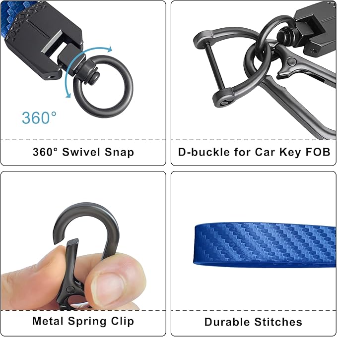 OHKYOOT Leather Car Keychain,Carabiner Clip Key Fob Keychain for Home Car Keys Women Men