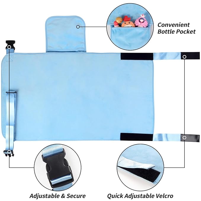 Toddler Airplane Bed, Portable Kids Airplane Seat Extender, Airplane Travel Essentials for Toddlers, Comfortable Footrest for Kids, Must-Have Toddler Travel Bed for Flights (Blue)