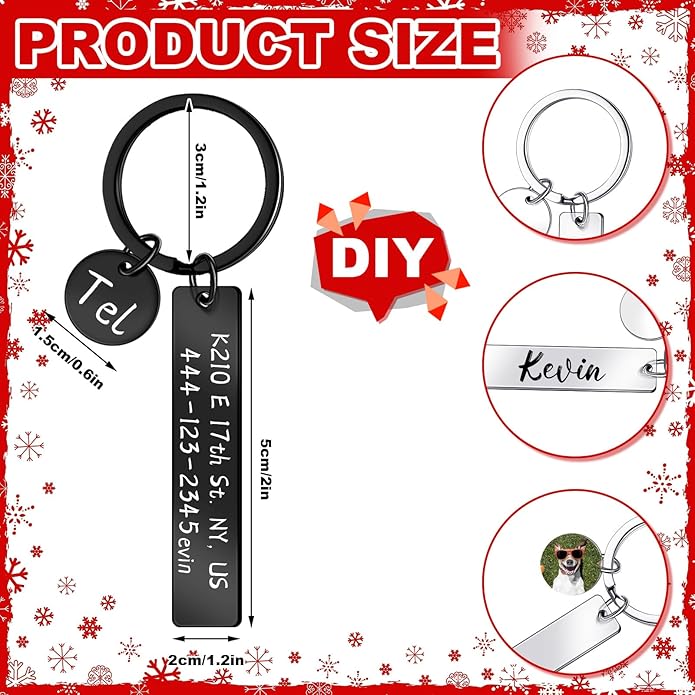 Gisafai 30 Pcs Laser Engraving Stainless Steel Keychain Blanks Engravable Metal Keychains for Graduation Crafts DIY Gifts