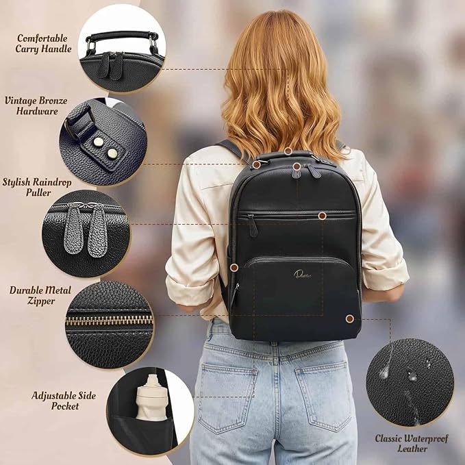 Camera Backpack Classic PU Leather for DSLR, Professional Camera Bag for Photographers with 15 Inch Laptop Compartment Large 20L