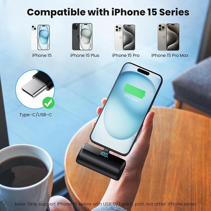 [2-Pack]Mini Portable Charger for iPhone 17/16/15,Upgraded 5500mAh PD Fast Charging USB C Power Bank,Travel Essentials Battery Pack for iPhone 17/17 Pro Max /Air/16/15 Series Galaxy Android-Black+Blue