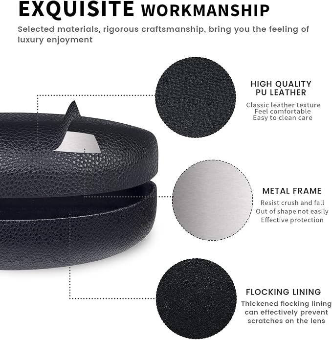 molshine Hard Shell Sunglasses Case,Classic Large Glasses Case for Sunglass,Eyeglasses with Cleaning Cloth,Pouch