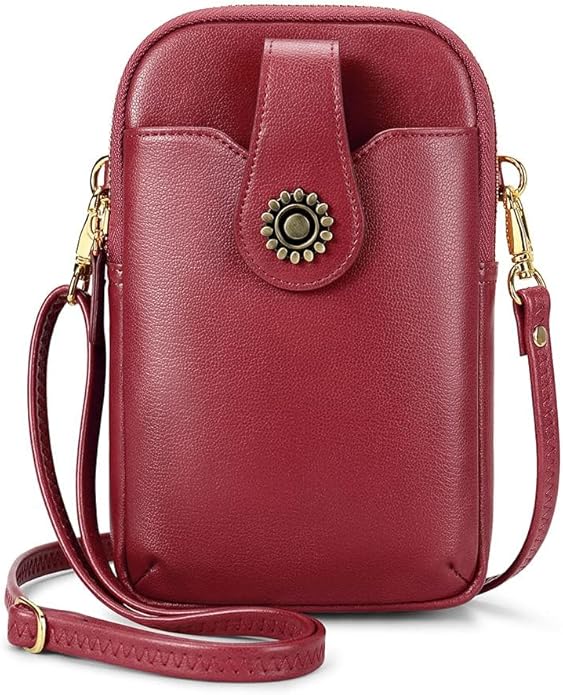 Peacocktion Small Crossbody Bags for Women, Leather RFID Cell Phone Purse, Trendy Travel Crossbody Purses with Zipper
