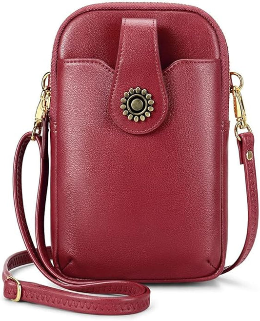 Peacocktion Small Crossbody Bags for Women, Leather RFID Cell Phone Purse, Trendy Travel Crossbody Purses with Zipper