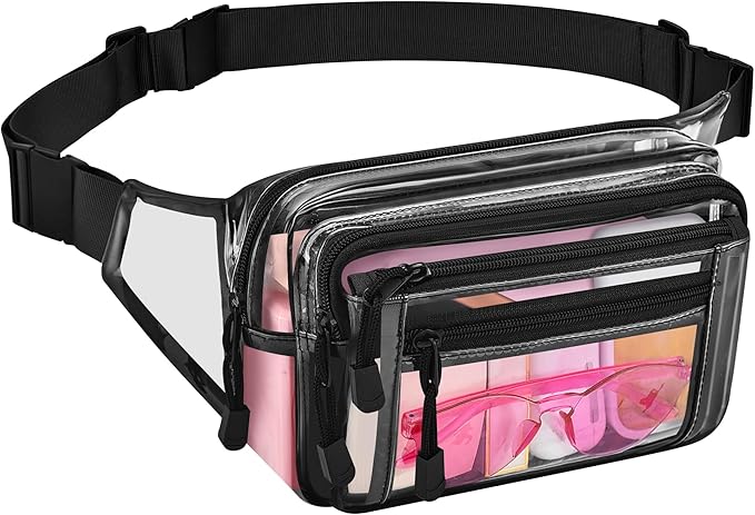 Clear Bag Stadium Approved Large Clear Fanny Pack for Women for Work,Multi-purpose Waist Bag for Travel & Sporting Event