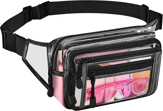 Clear Bag Stadium Approved Large Clear Fanny Pack for Women for Work,Multi-purpose Waist Bag for Travel & Sporting Event