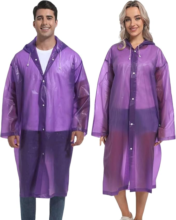 2PCS Rain Ponchos for Adults Reusable Rain Coats for Adults Rain Jackets Raincoats for Men Women
