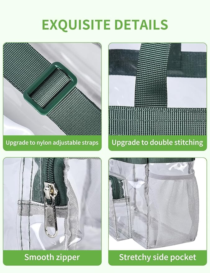 Bagenius Clear Tote Bag Stadium Approved, Game Day Satchel Bag with ‌Non-detachable Reinforced Strap for Concert, Work, Sport