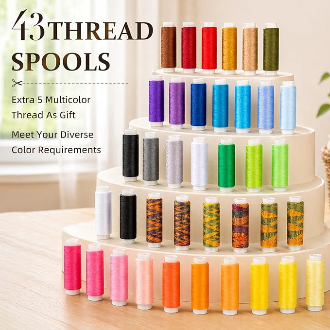 JJRING 200 PCS Sewing Kit for Adults, Premium Needle and Thread Kit with Portable Handbag & Beautiful Gift Box, Complete Hand Sewing Supplies for Beginners, Home, Travel DIY and Emergency Repair