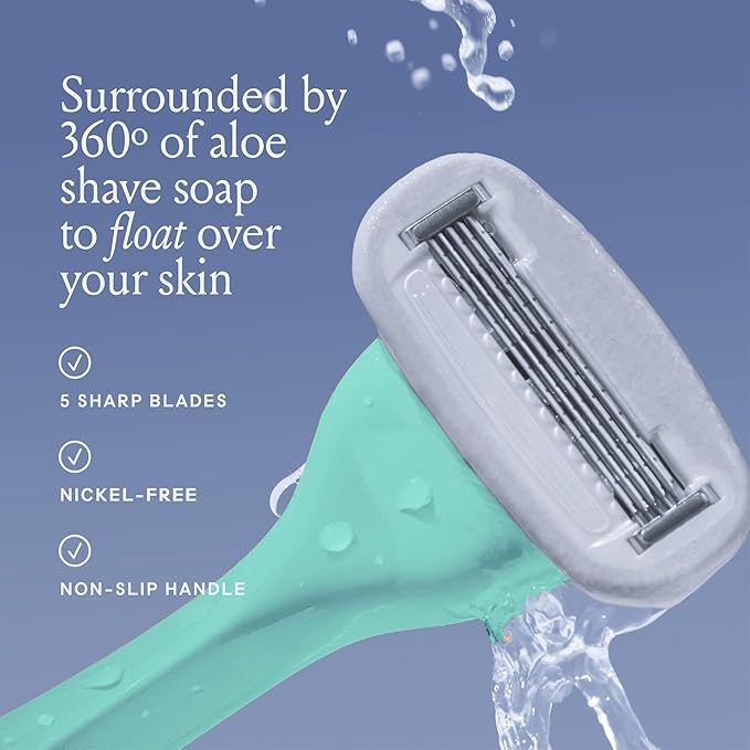Billie Razors for Women Shave Kit – Razor + 4 x 5-Blade Razor Refills + Magnetic Holder – Minty,(Pack of 12)