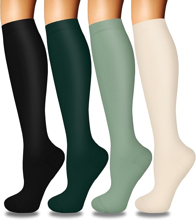 4 Pairs Compression Socks for Women Circulation-Best Support for Nurses,Running,Athletic,Travel
