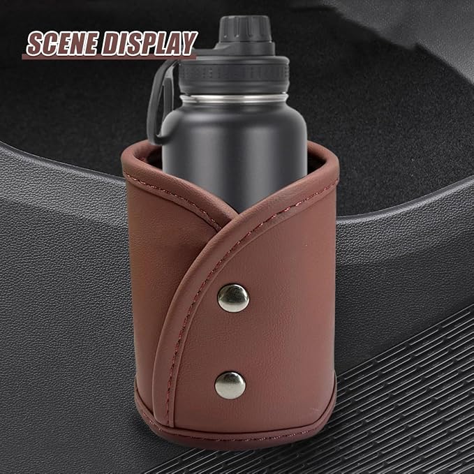 YoRise Car Door Cup Holder, Scratch-Resistant Clip-On Leather Auto Seat Side Water Bottle Holder, Universal Vehicle Interior Hanging Storage Organizer Accessories for Truck Sedan SUV (Red)