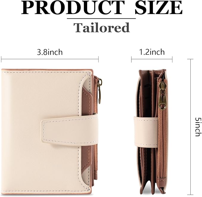 Airkit Small Wallet Women RFID Blocking Soft Leather Bifold Compact Card Holder Wallet for Women with Zipper Coin Pocket 4 ID Window