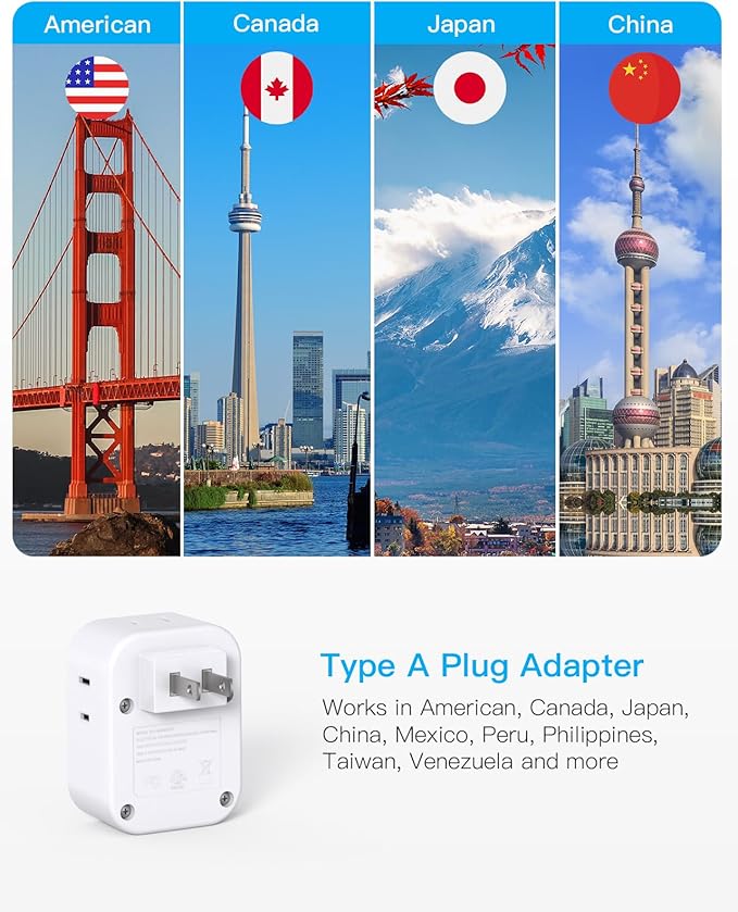 US to Japan Plug Adapter, HANYCONY Japan Power Travel Adpter with 4 Outlets 4 USB Ports(2 USB C), Type A Plug Adapter for Amercian USA to Japanese China Canada Mexico Philippines Travel Essentials